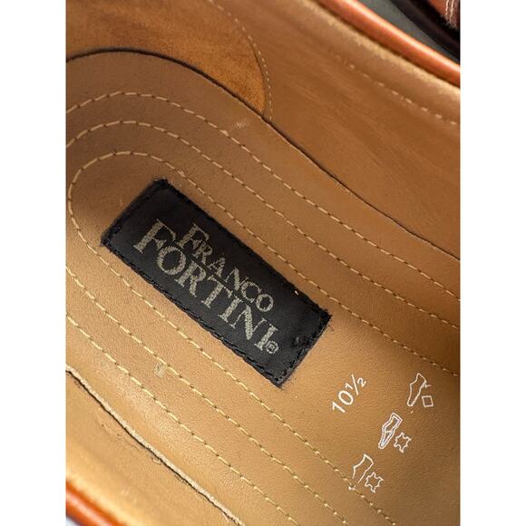 Franco Fortini Leather Loafer Mens 10.5 Brown Lance Slip-on Dress Shoe Square - Picture 6 of 7